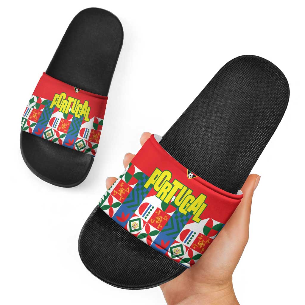 Portugal Football Slide Sandals Patchwork National Flag Design - Wonder Print Shop