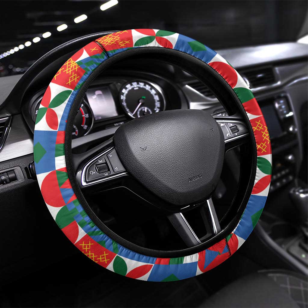 Portugal Football Steering Wheel Cover Patchwork National Flag Design - Wonder Print Shop