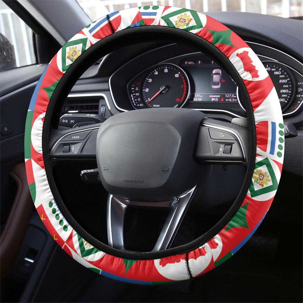 Portugal Football Steering Wheel Cover Patchwork National Flag Design - Wonder Print Shop