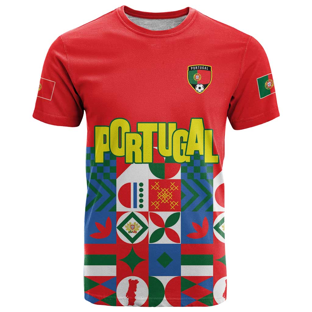 Portugal Football T Shirt Patchwork National Flag Design - Wonder Print Shop
