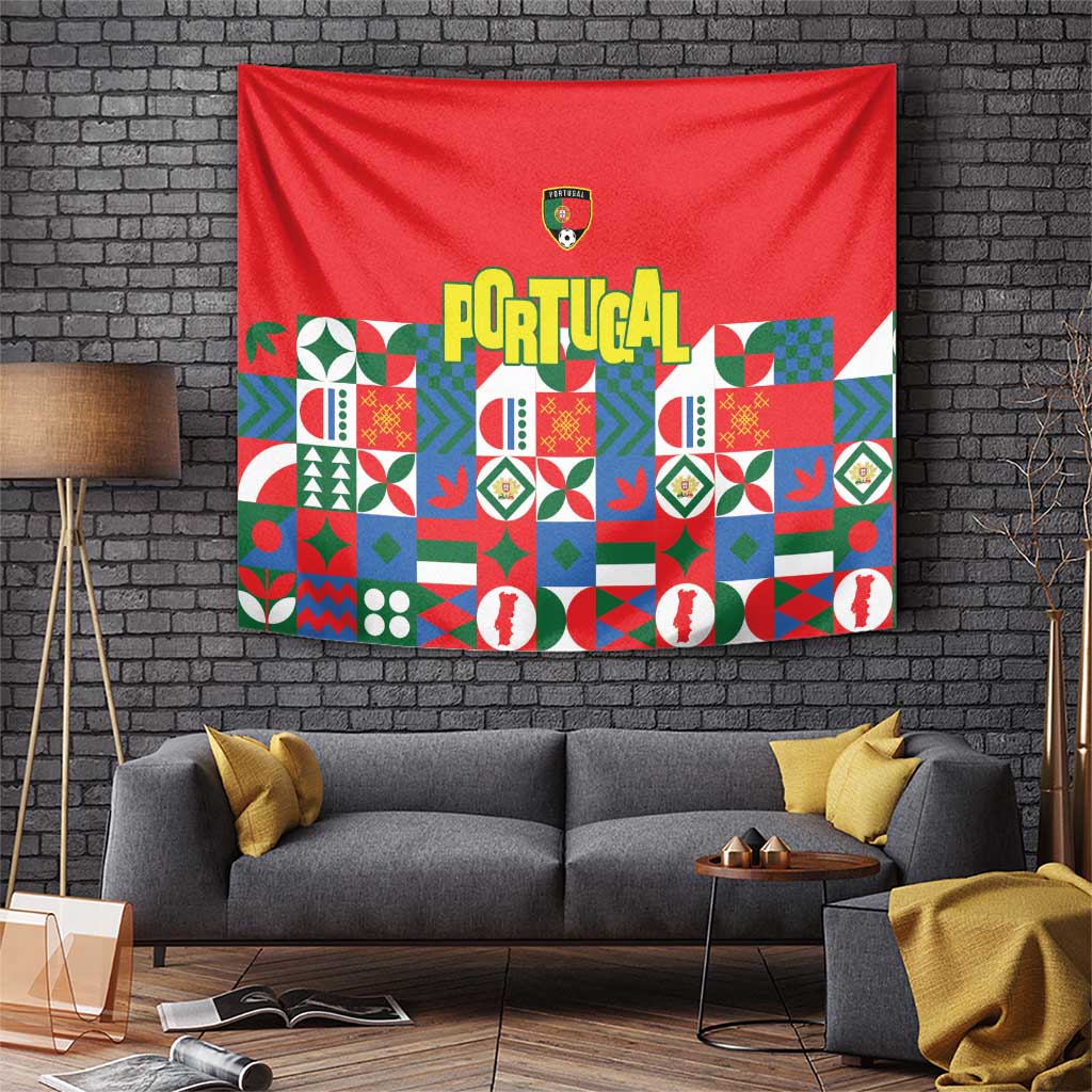 Portugal Football Tapestry Patchwork National Flag Design - Wonder Print Shop