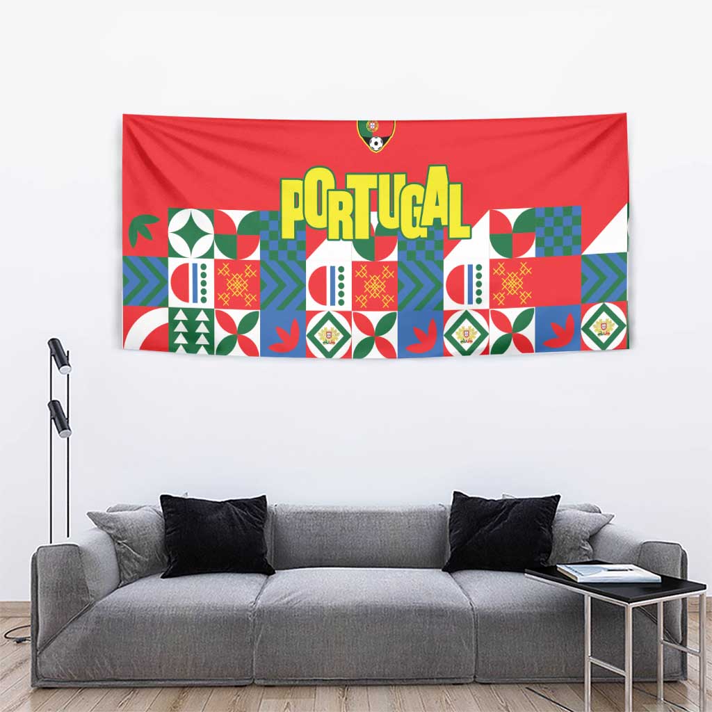 Portugal Football Tapestry Patchwork National Flag Design - Wonder Print Shop
