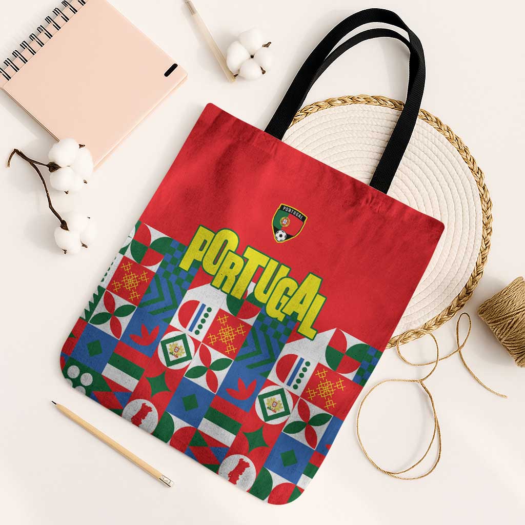 Portugal Football Tote Bag Patchwork National Flag Design - Wonder Print Shop