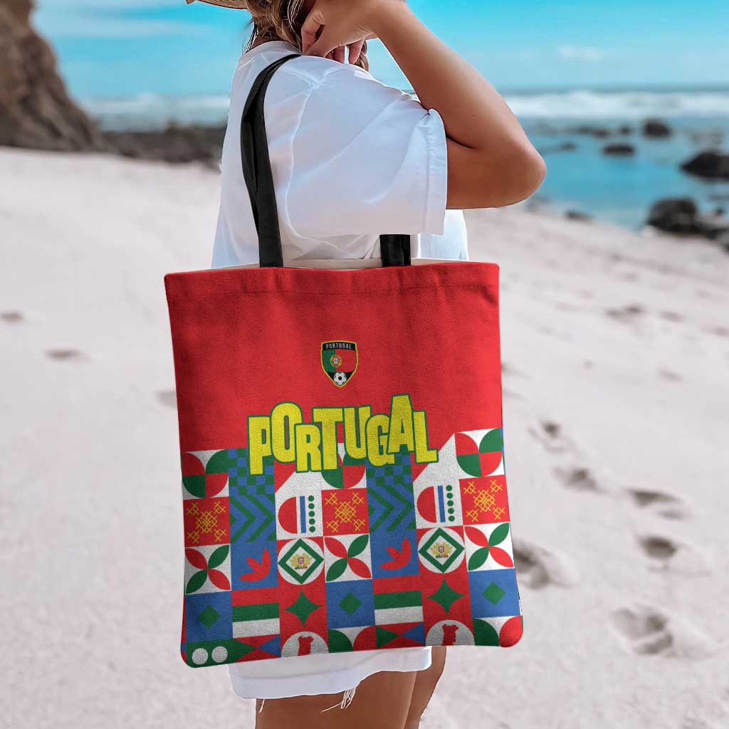 Portugal Football Tote Bag Patchwork National Flag Design - Wonder Print Shop