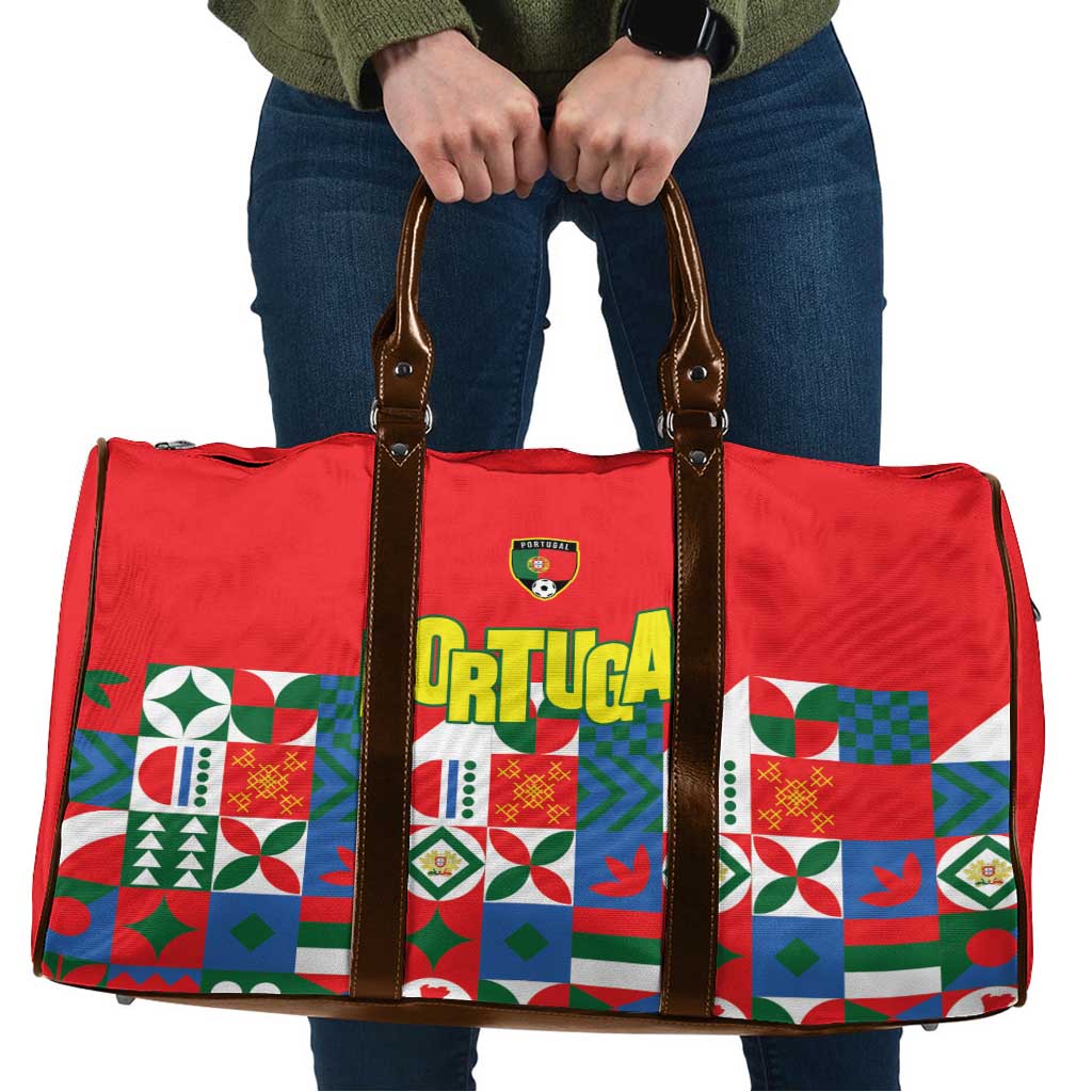 Portugal Football Travel Bag Patchwork National Flag Design - Wonder Print Shop
