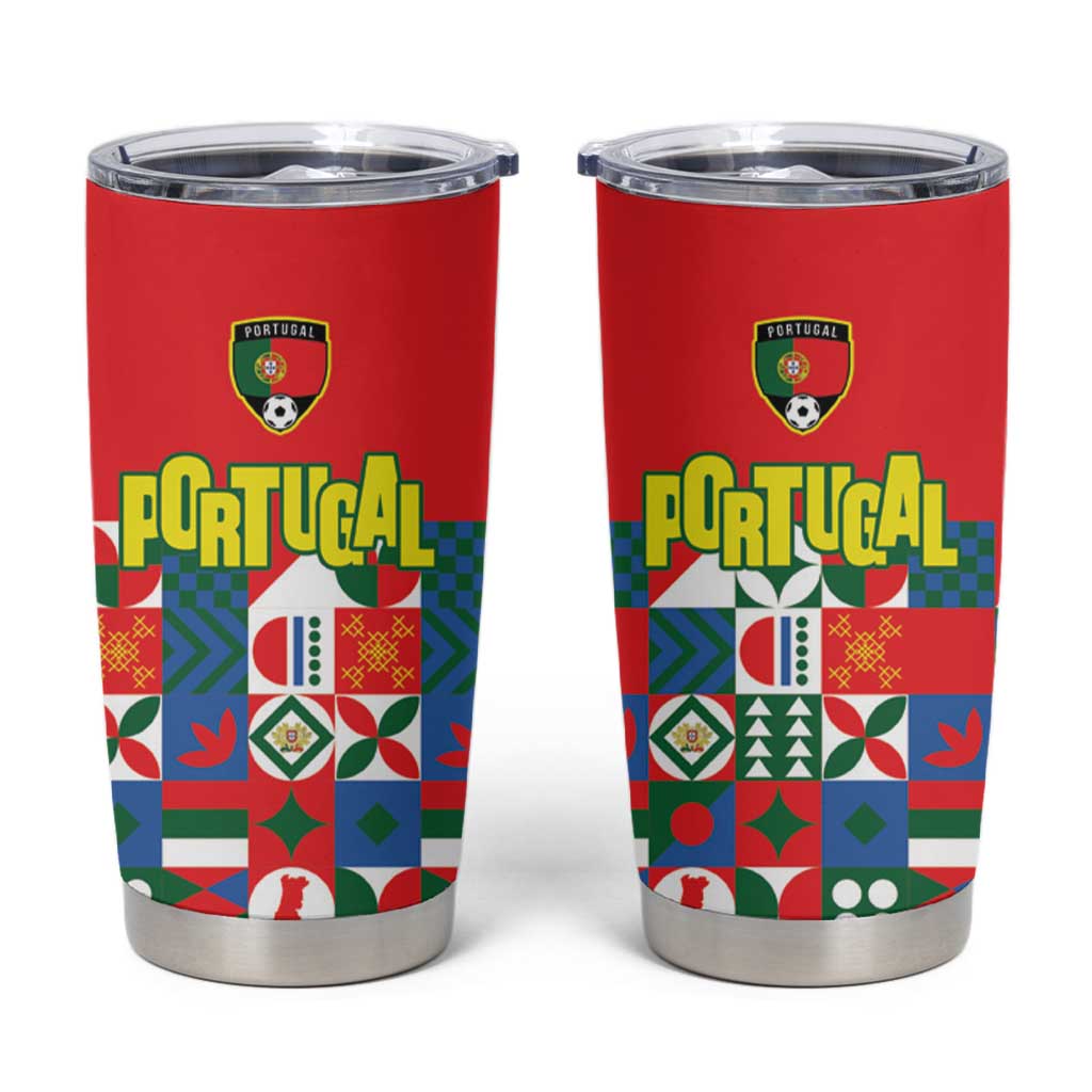 Portugal Football Tumbler Cup Patchwork National Flag Design - Wonder Print Shop