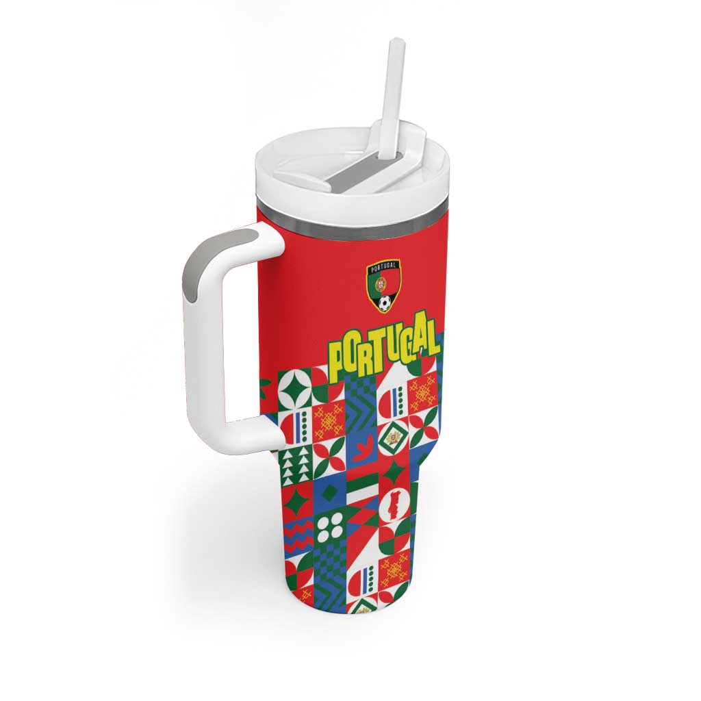 Portugal Football Tumbler With Handle Patchwork National Flag Design - Wonder Print Shop