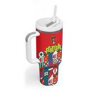 Portugal Football Tumbler With Handle Patchwork National Flag Design - Wonder Print Shop