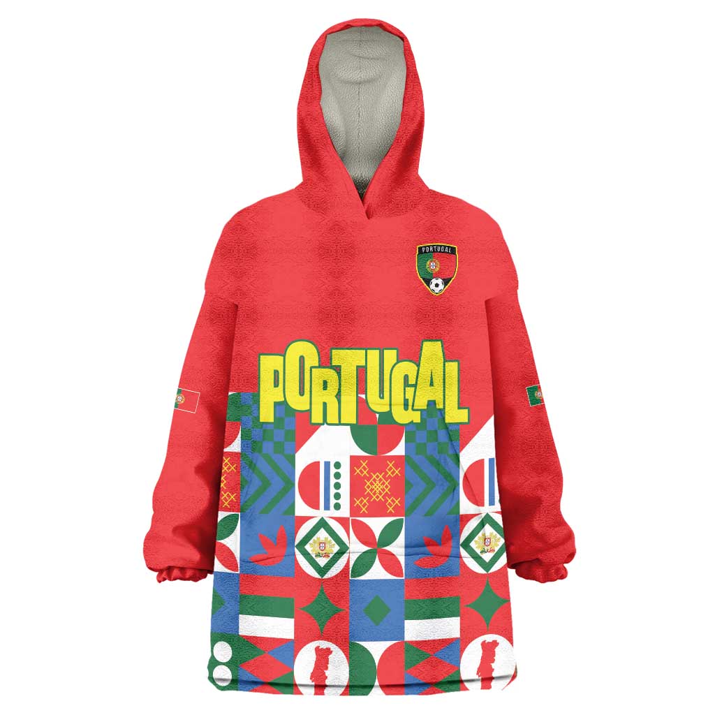 Portugal Football Wearable Blanket Hoodie Patchwork National Flag Design - Wonder Print Shop