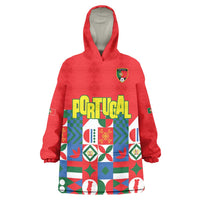 Portugal Football Wearable Blanket Hoodie Patchwork National Flag Design - Wonder Print Shop