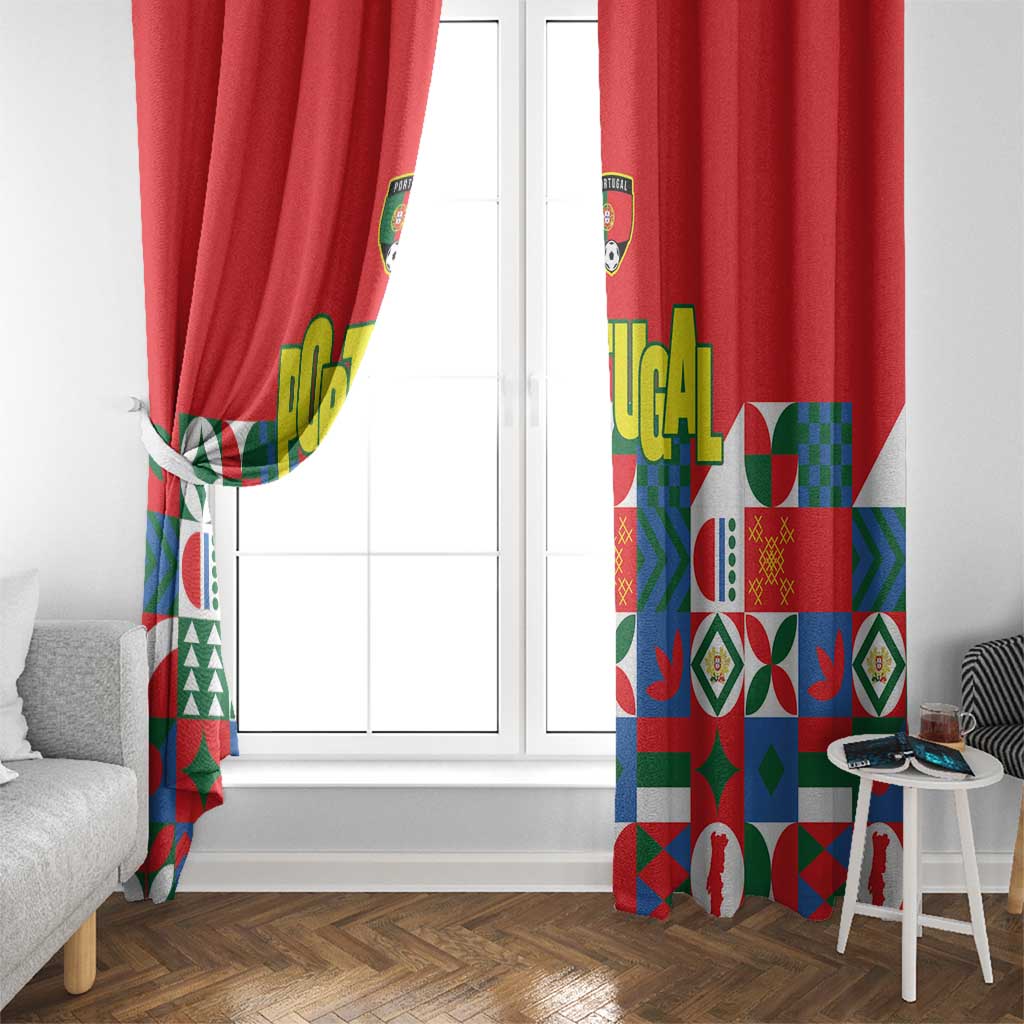 Portugal Football Window Curtain Patchwork National Flag Design - Wonder Print Shop