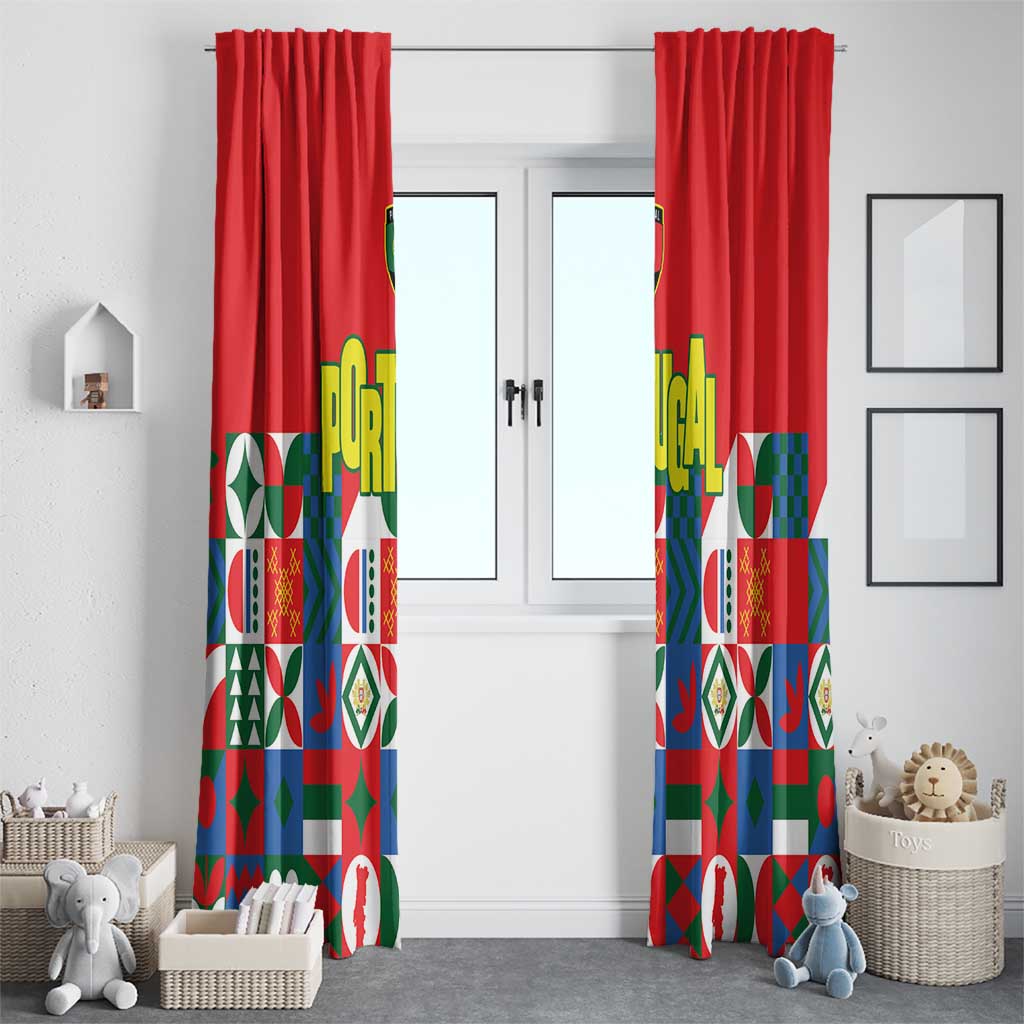 Portugal Football Window Curtain Patchwork National Flag Design - Wonder Print Shop