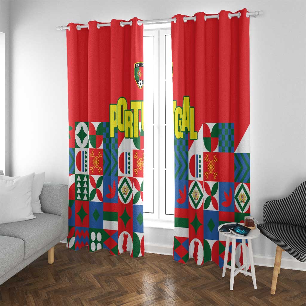 Portugal Football Window Curtain Patchwork National Flag Design - Wonder Print Shop