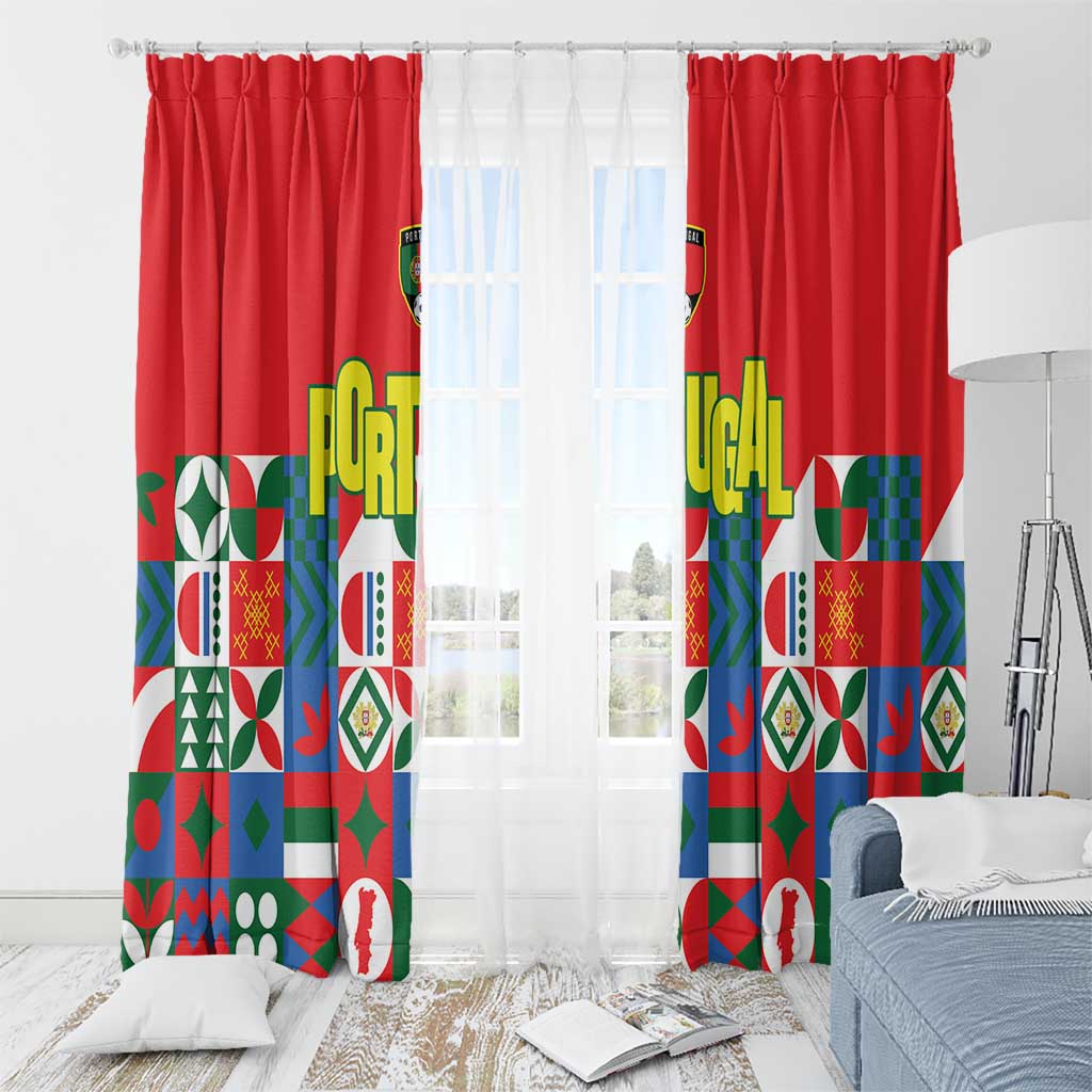 Portugal Football Window Curtain Patchwork National Flag Design - Wonder Print Shop