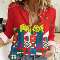 Portugal Football Women Casual Shirt Patchwork National Flag Design - Wonder Print Shop