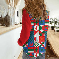 Portugal Football Women Casual Shirt Patchwork National Flag Design - Wonder Print Shop
