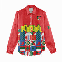 Portugal Football Women Casual Shirt Patchwork National Flag Design - Wonder Print Shop