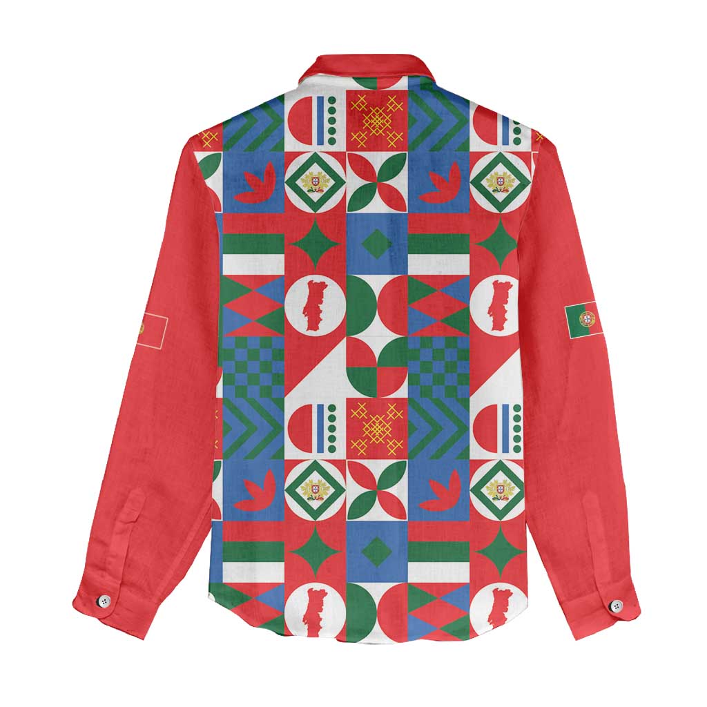 Portugal Football Women Casual Shirt Patchwork National Flag Design - Wonder Print Shop