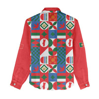 Portugal Football Women Casual Shirt Patchwork National Flag Design - Wonder Print Shop