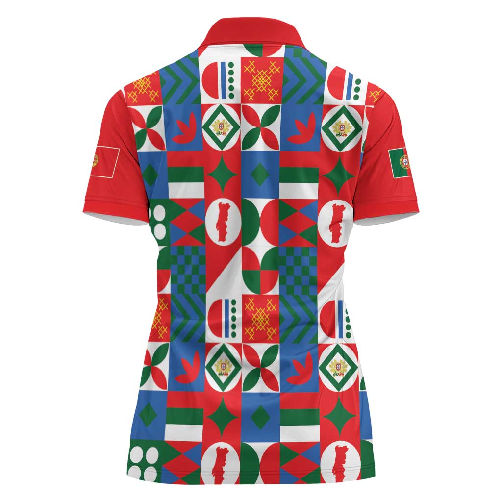Portugal Football Women Polo Shirt Patchwork National Flag Design - Wonder Print Shop