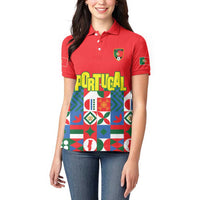 Portugal Football Women Polo Shirt Patchwork National Flag Design - Wonder Print Shop