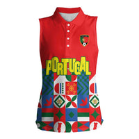 Portugal Football Women Sleeveless Polo Shirt Patchwork National Flag Design - Wonder Print Shop
