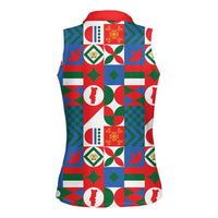 Portugal Football Women Sleeveless Polo Shirt Patchwork National Flag Design - Wonder Print Shop