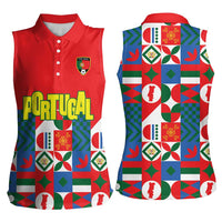Portugal Football Women Sleeveless Polo Shirt Patchwork National Flag Design - Wonder Print Shop