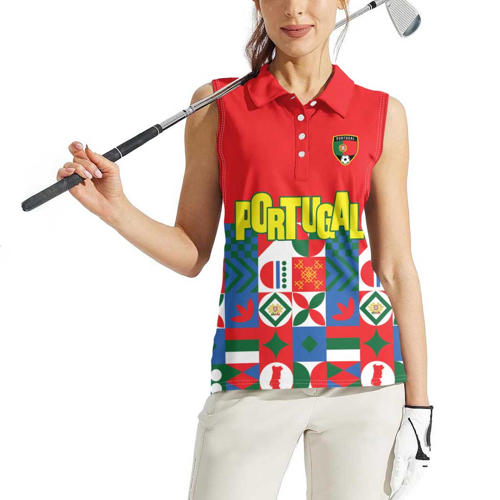 Portugal Football Women Sleeveless Polo Shirt Patchwork National Flag Design - Wonder Print Shop