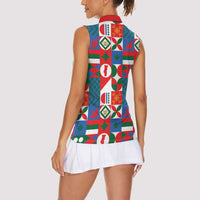 Portugal Football Women Sleeveless Polo Shirt Patchwork National Flag Design - Wonder Print Shop