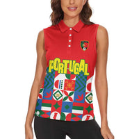 Portugal Football Women Sleeveless Polo Shirt Patchwork National Flag Design - Wonder Print Shop