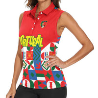 Portugal Football Women Sleeveless Polo Shirt Patchwork National Flag Design - Wonder Print Shop