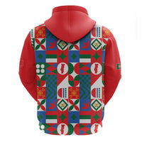 Portugal Football Zip Hoodie Patchwork National Flag Design - Wonder Print Shop