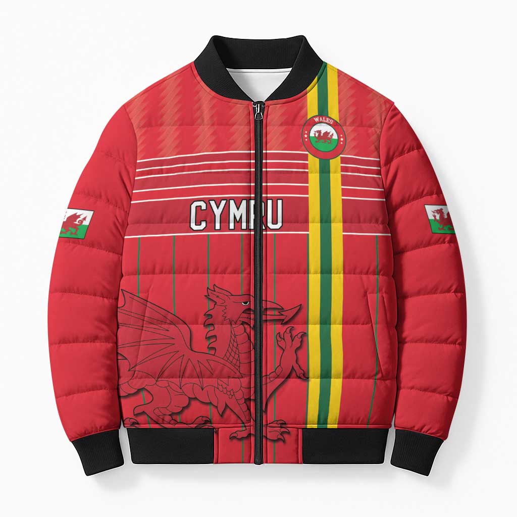 Custom World Football 2026 Wales Bomber Puffer Jacket Cymru Together Stronger - Wonder Print Shop