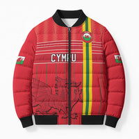 Custom World Football 2026 Wales Bomber Puffer Jacket Cymru Together Stronger - Wonder Print Shop