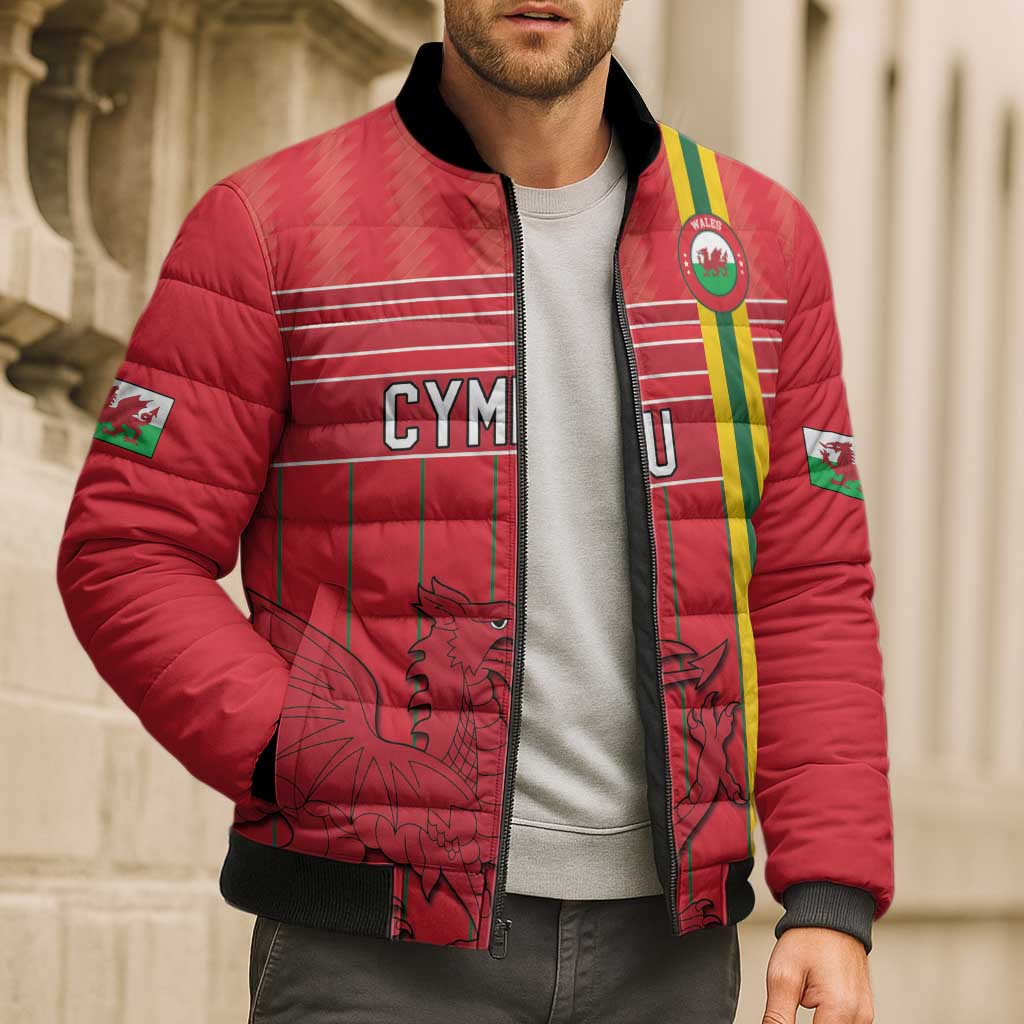 Custom World Football 2026 Wales Bomber Puffer Jacket Cymru Together Stronger - Wonder Print Shop