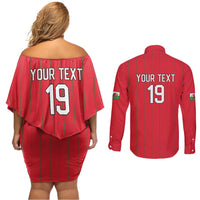 Custom World Football 2026 Wales Couples Matching Off Shoulder Short Dress and Long Sleeve Button Shirt Cymru Together Stronger - Wonder Print Shop