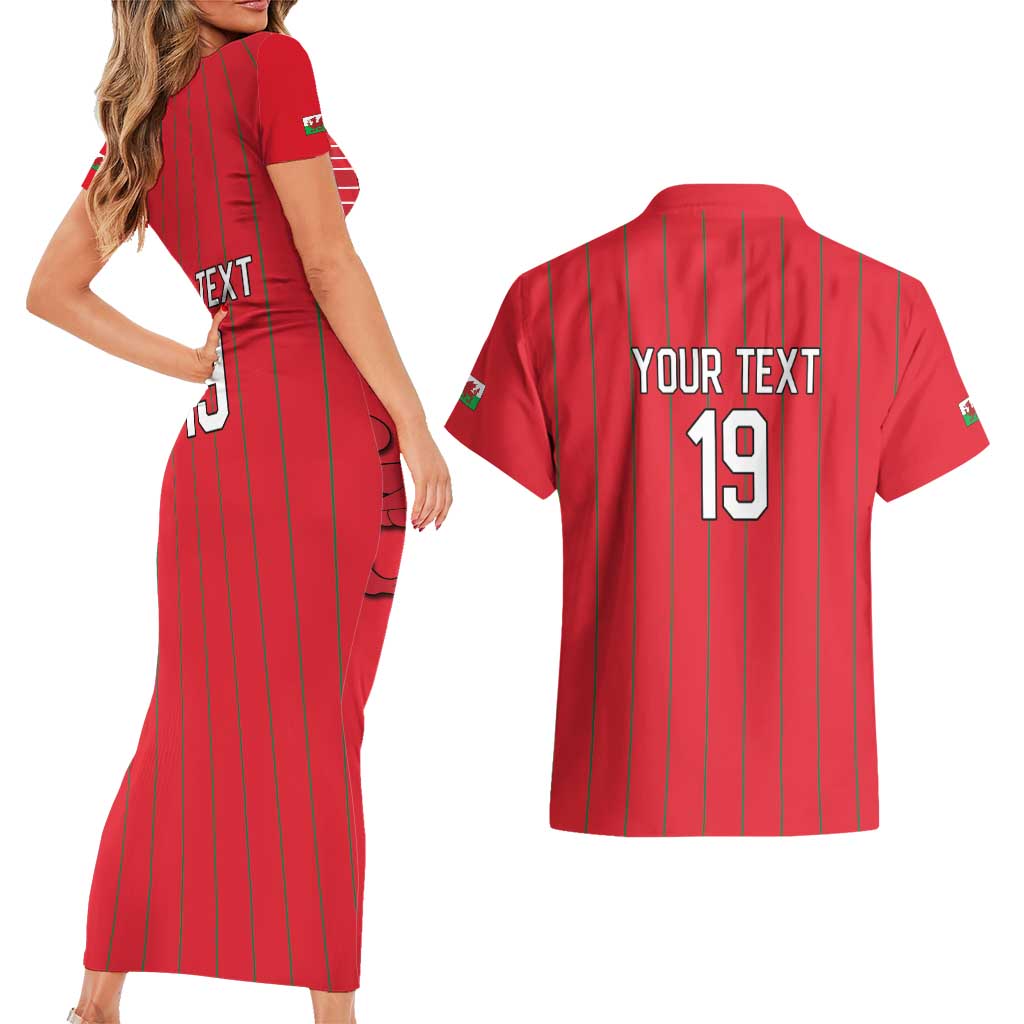Custom World Football 2026 Wales Couples Matching Short Sleeve Bodycon Dress and Hawaiian Shirt Cymru Together Stronger - Wonder Print Shop
