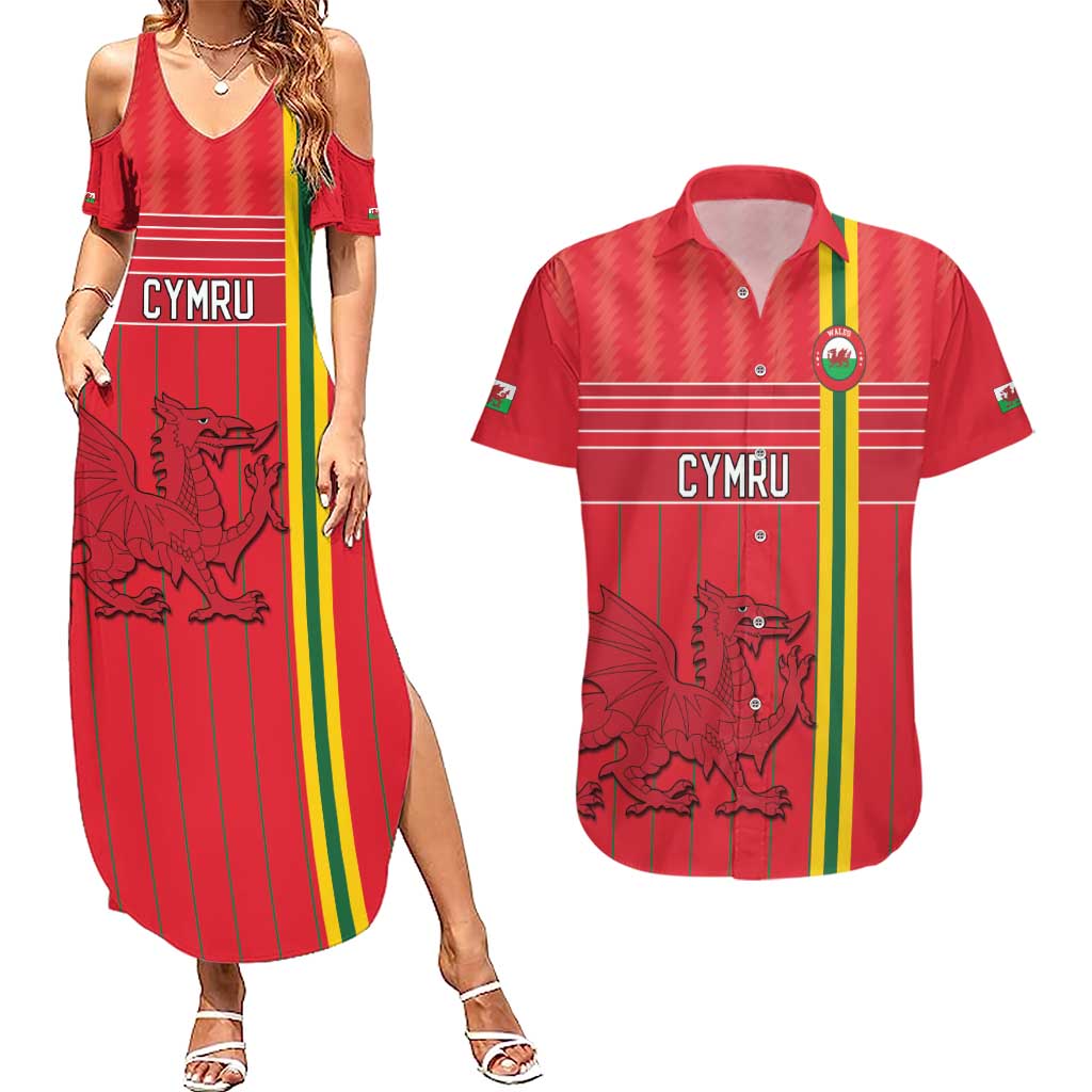 Custom World Football 2026 Wales Couples Matching Summer Maxi Dress and Hawaiian Shirt Cymru Together Stronger - Wonder Print Shop
