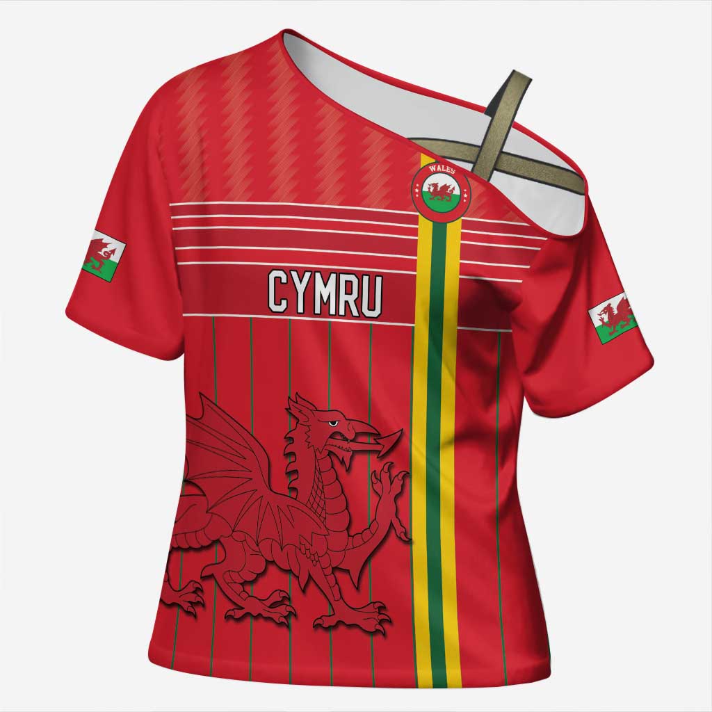 Custom World Football 2026 Wales Cross Shoulder Shirt Cymru Together Stronger - Wonder Print Shop
