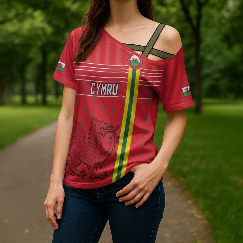 Custom World Football 2026 Wales Cross Shoulder Shirt Cymru Together Stronger - Wonder Print Shop