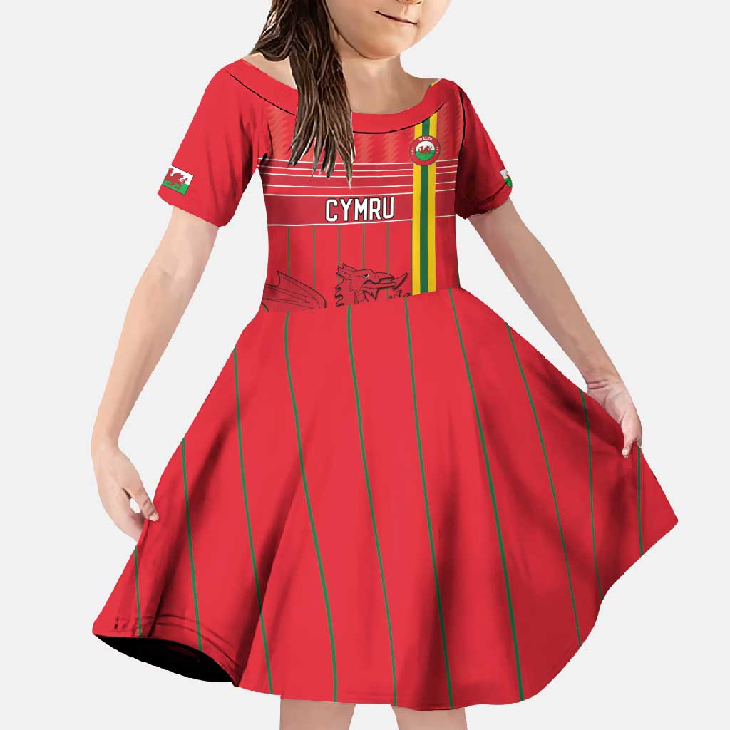 Custom World Football 2026 Wales Family Matching Long Sleeve Bodycon Dress and Hawaiian Shirt Cymru Together Stronger - Wonder Print Shop