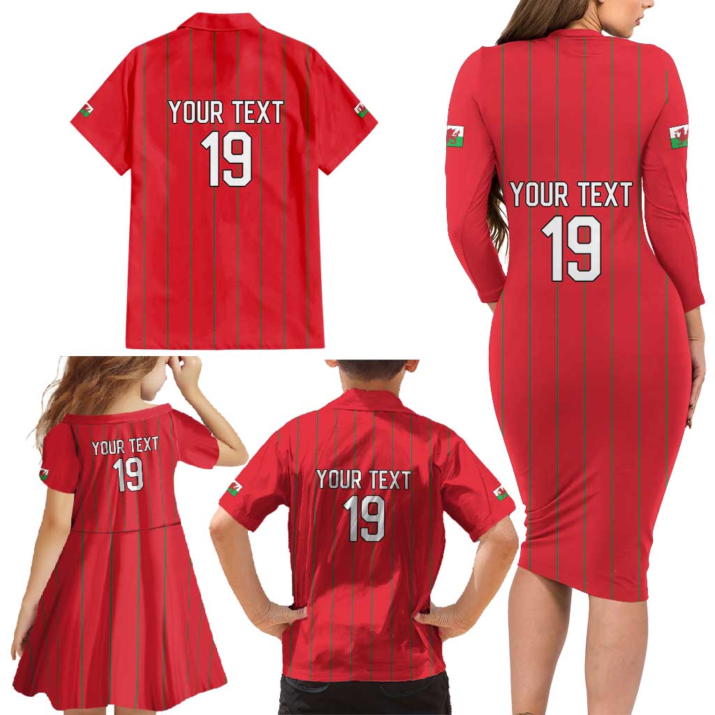 Custom World Football 2026 Wales Family Matching Long Sleeve Bodycon Dress and Hawaiian Shirt Cymru Together Stronger - Wonder Print Shop