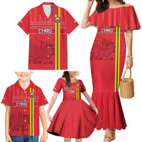 Custom World Football 2026 Wales Family Matching Mermaid Dress and Hawaiian Shirt Cymru Together Stronger - Wonder Print Shop