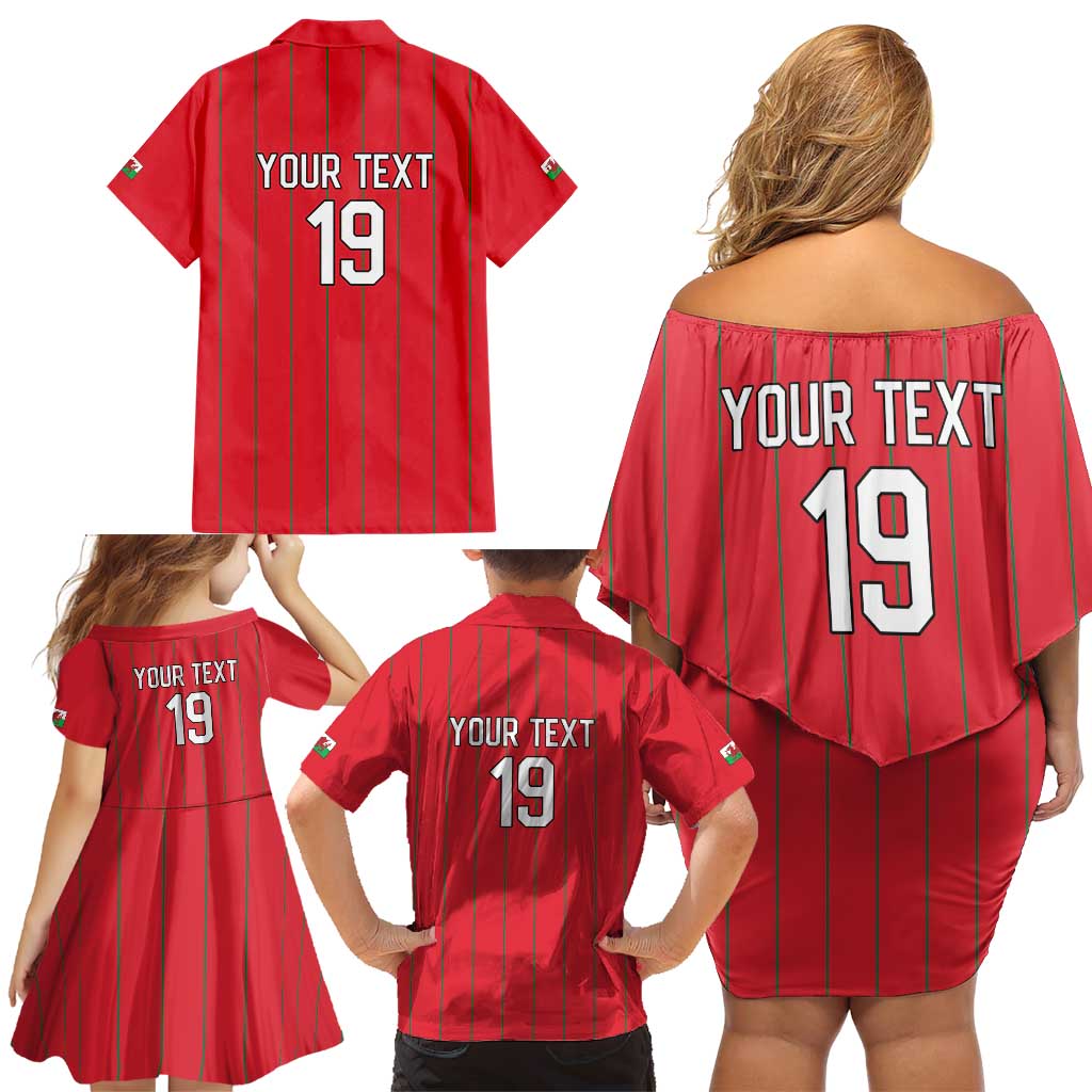 Custom World Football 2026 Wales Family Matching Off Shoulder Short Dress and Hawaiian Shirt Cymru Together Stronger - Wonder Print Shop