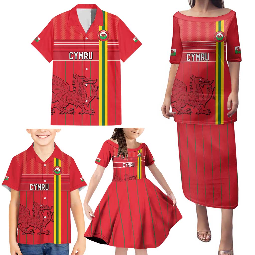Custom World Football 2026 Wales Family Matching Puletasi and Hawaiian Shirt Cymru Together Stronger - Wonder Print Shop