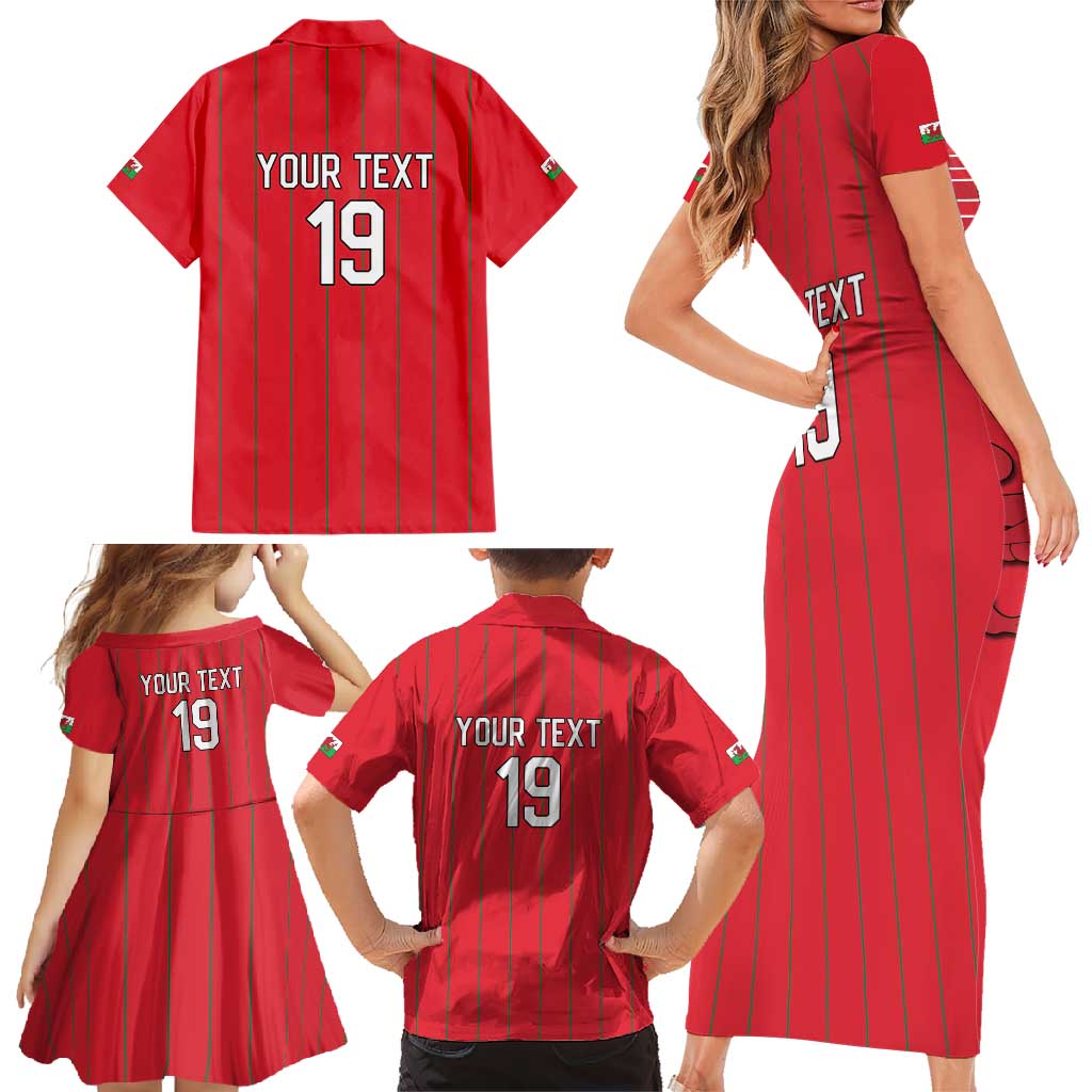 Custom World Football 2026 Wales Family Matching Short Sleeve Bodycon Dress and Hawaiian Shirt Cymru Together Stronger - Wonder Print Shop
