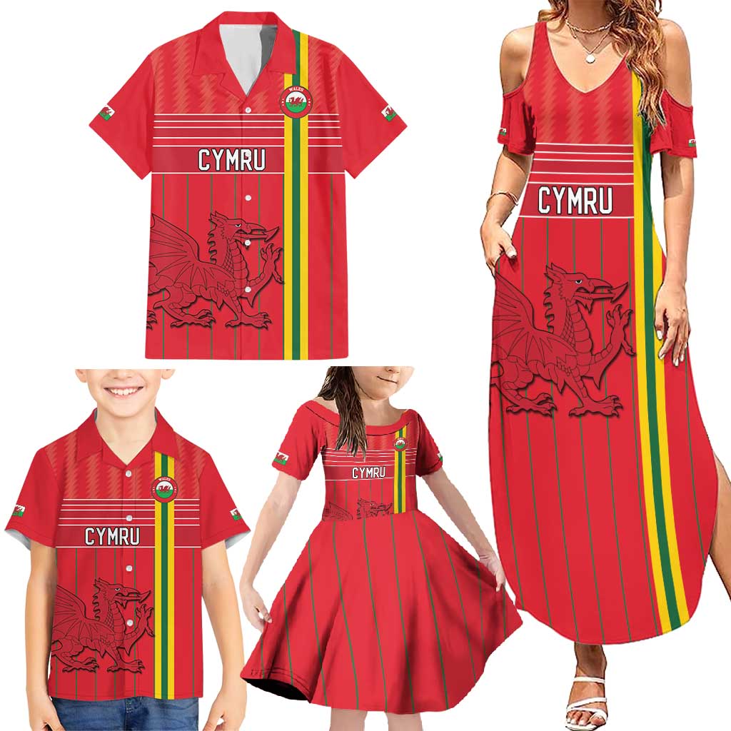 Custom World Football 2026 Wales Family Matching Summer Maxi Dress and Hawaiian Shirt Cymru Together Stronger - Wonder Print Shop
