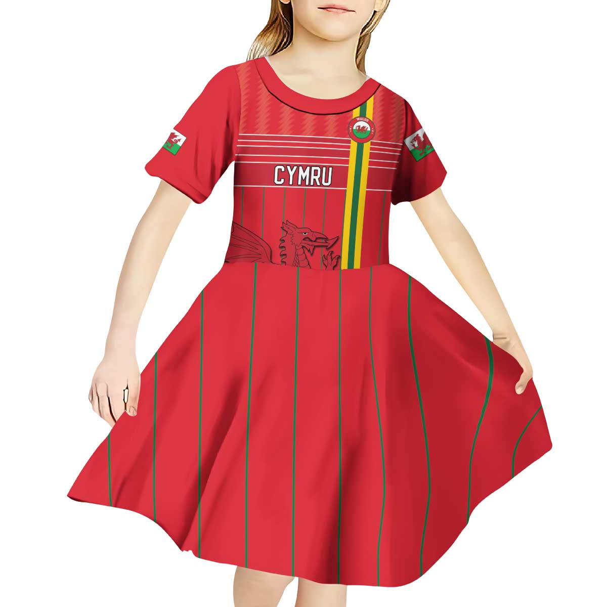 Custom World Football 2026 Wales Kid Short Sleeve Dress Cymru Together Stronger - Wonder Print Shop