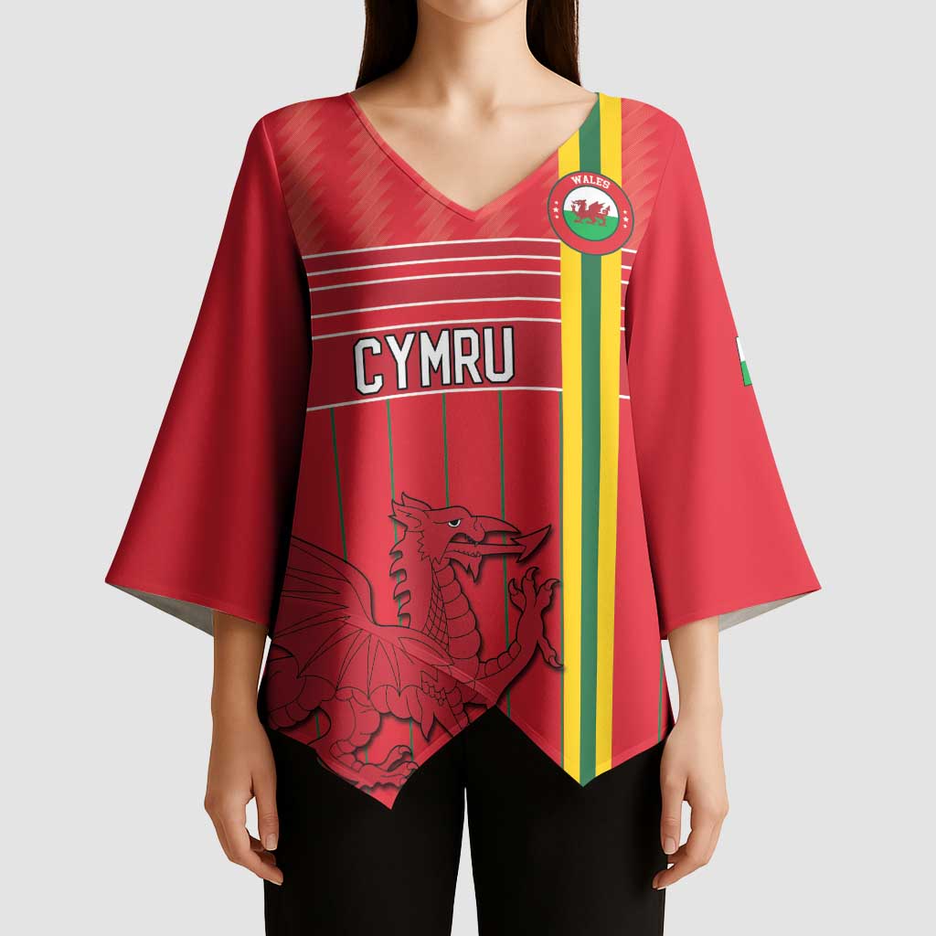Custom World Football 2026 Wales Kimono Sleeve Blouse Cymru Together Stronger - Wonder Print Shop